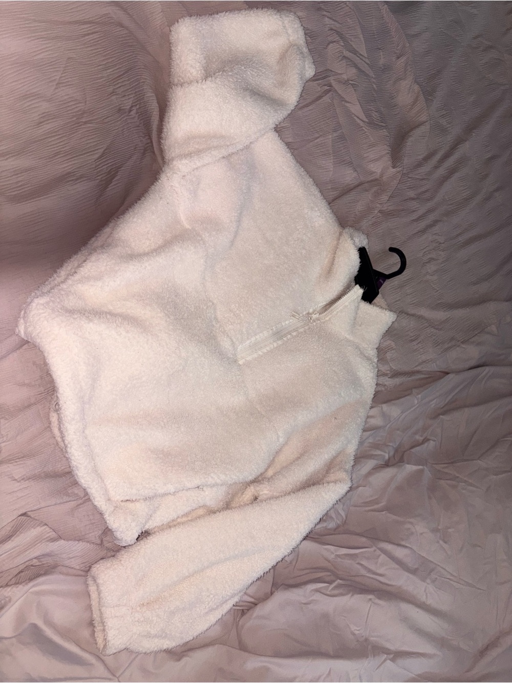 No Boundaries Ivory Sherpa Half-Zip Pullover